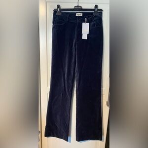 ZADIG & VOLTAIRE High-Waist Straight Leg Velvet Pants Navy Blue NWT Sz 25